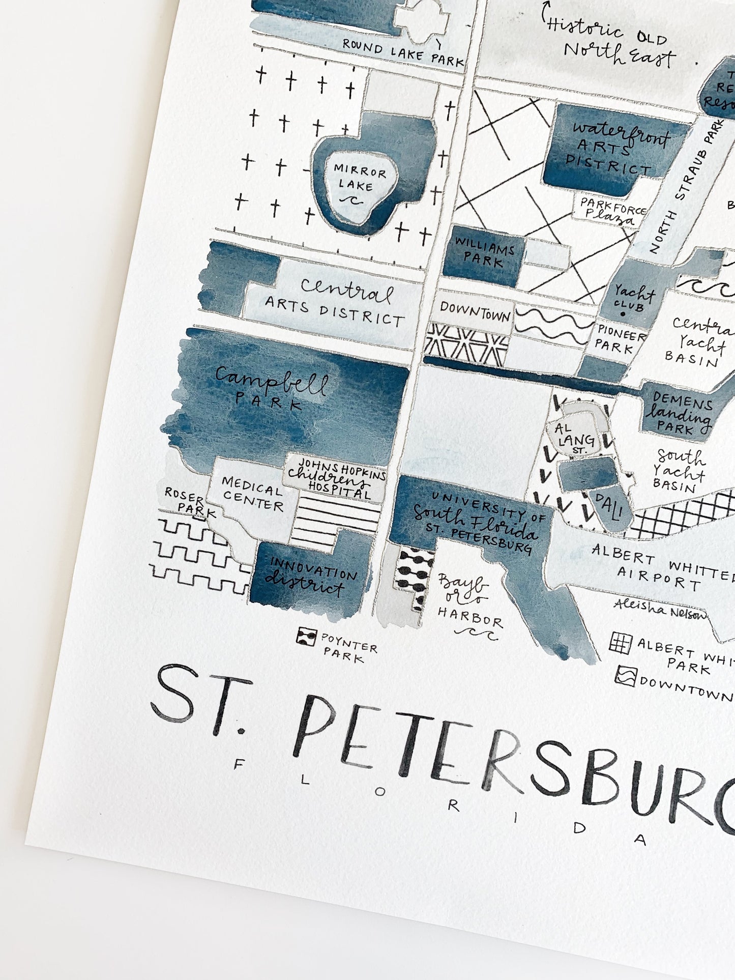 Hand Painted Saint Petersburg, FL Map