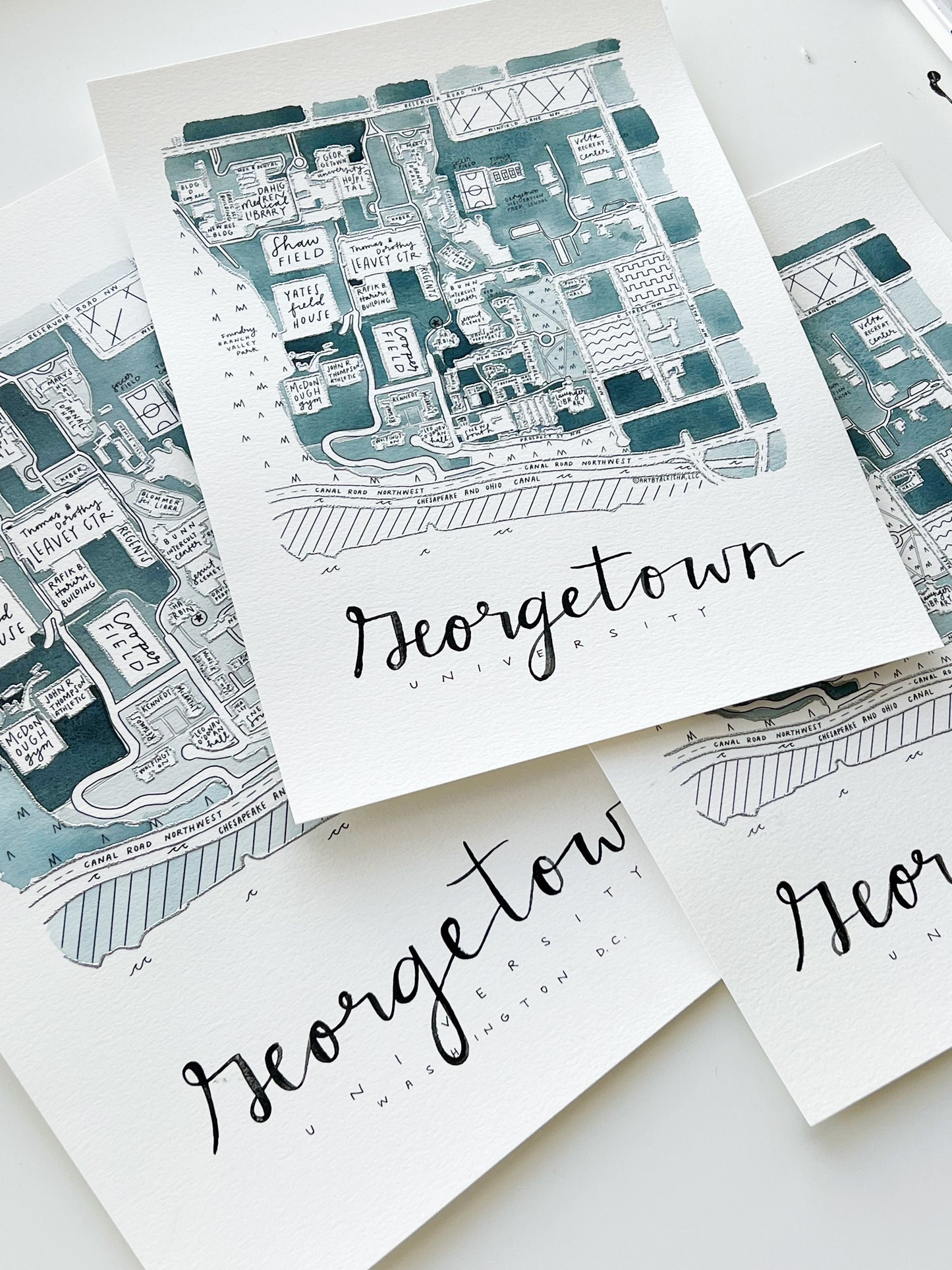 Hand Painted Georgetown University Campus Map