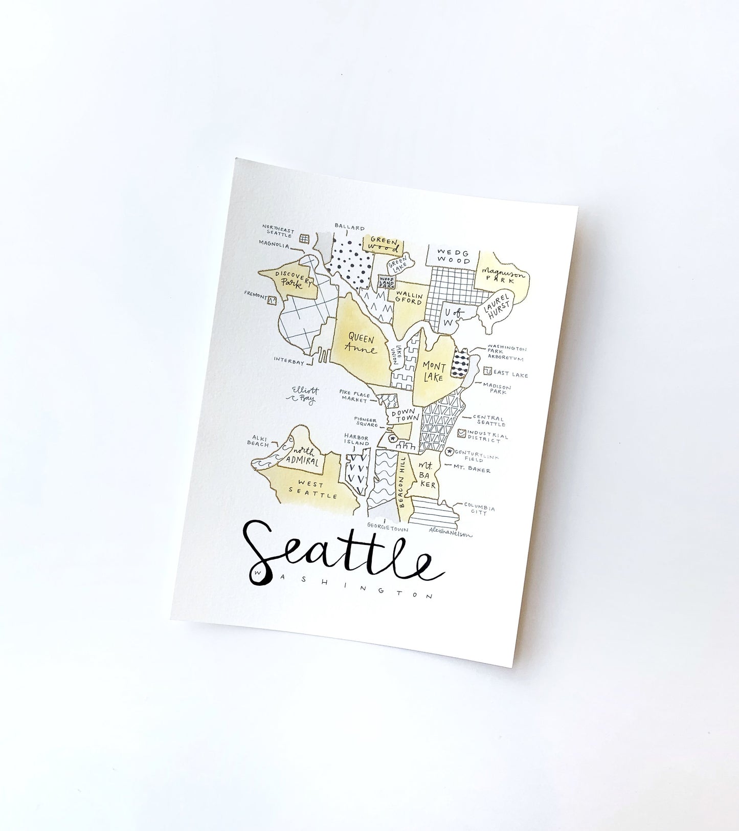 Hand Painted Seattle Map