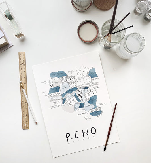 Hand Painted Reno, NV Map