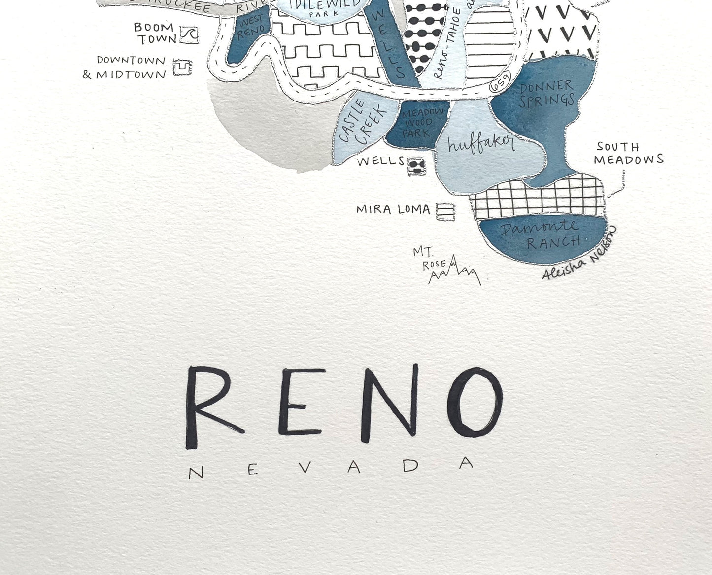 Hand Painted Reno, NV Map