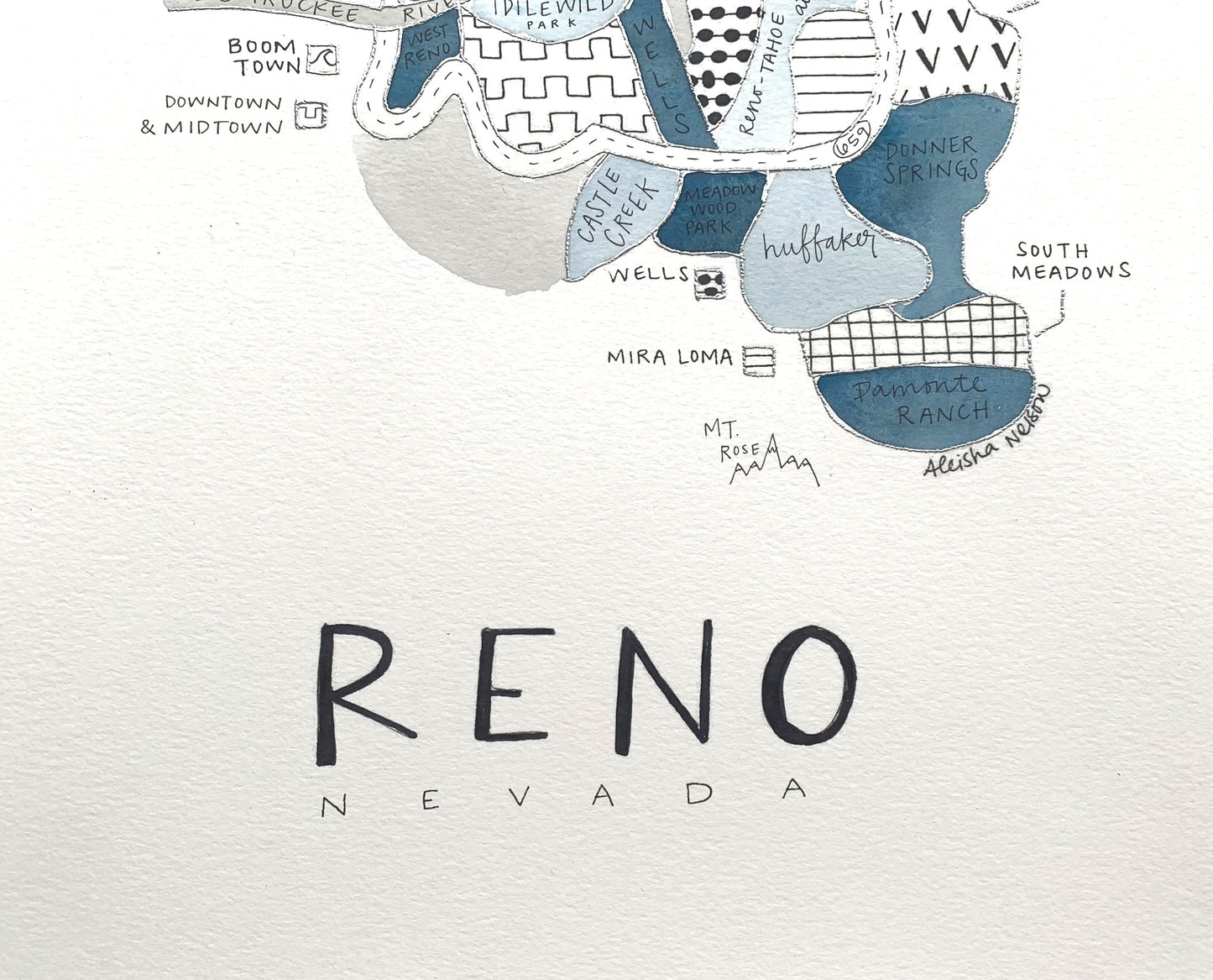 Hand Painted Reno, NV Map – (BY) ALEISHA