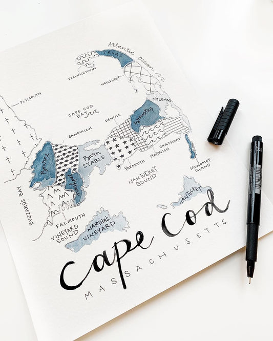 Hand Painted Cape Cod, MA Map