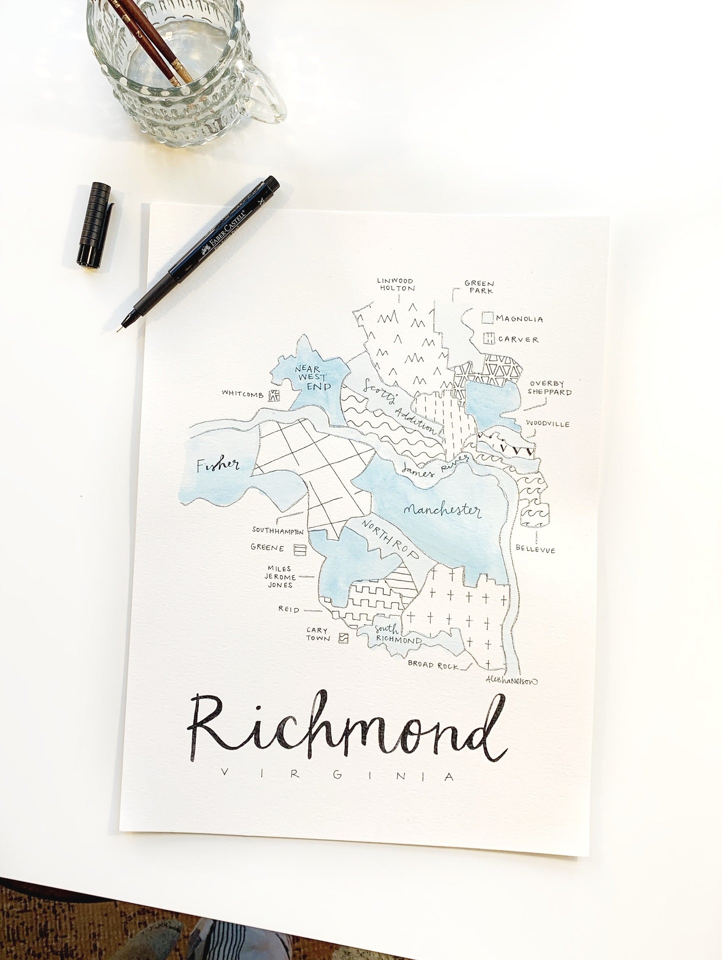Hand Painted Richmond, VA Map