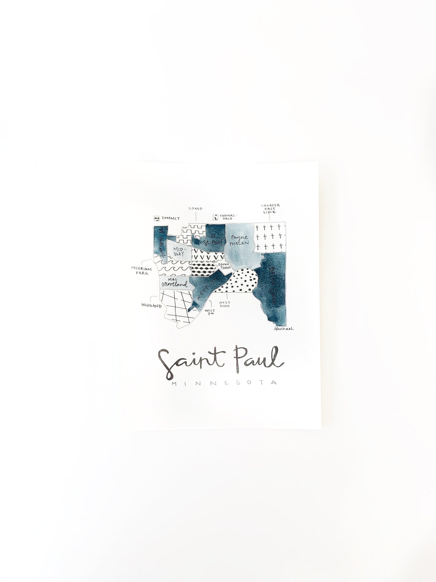 Hand Painted Saint Paul, MN Map