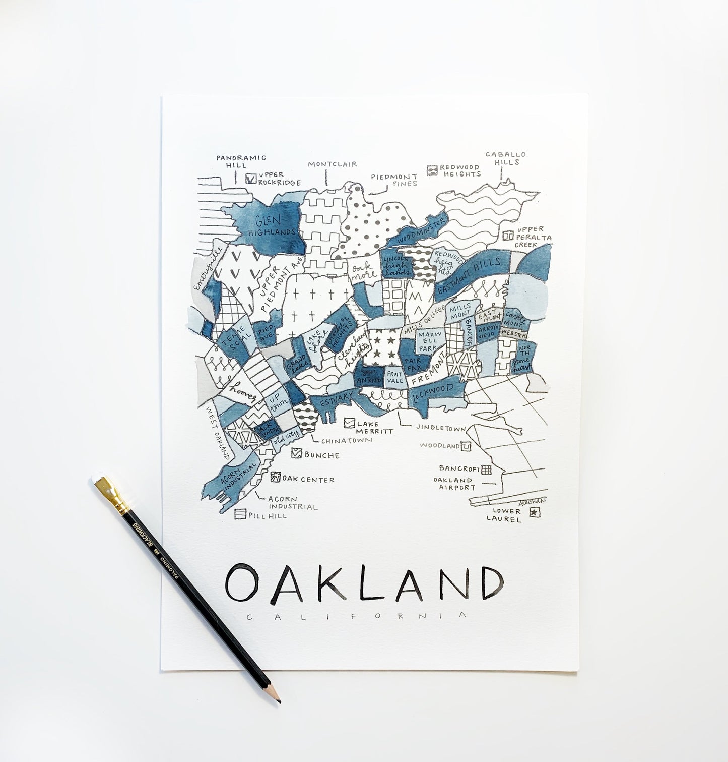 Hand Painted Oakland, CA Map