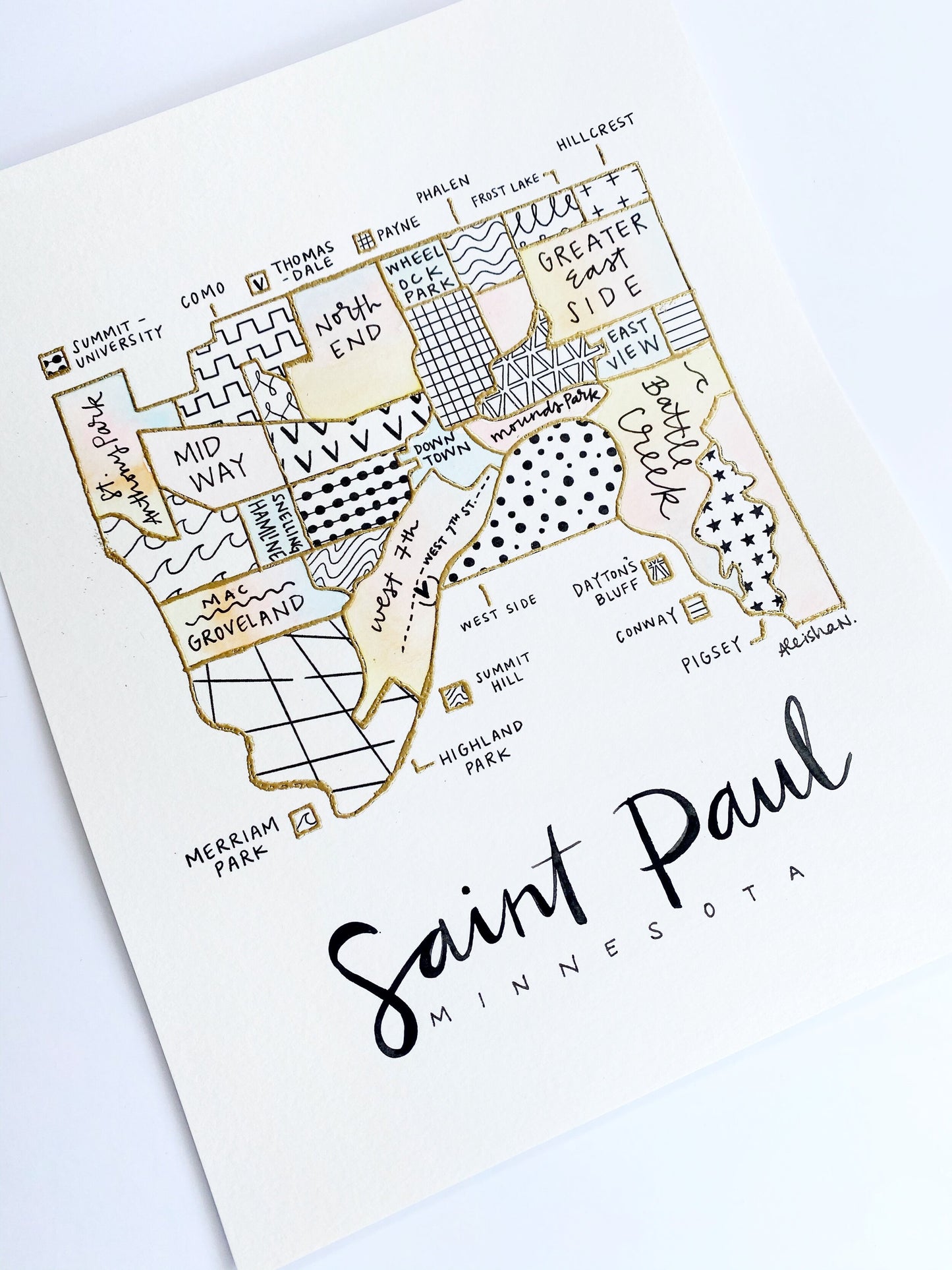 Hand Painted Saint Paul, MN Map