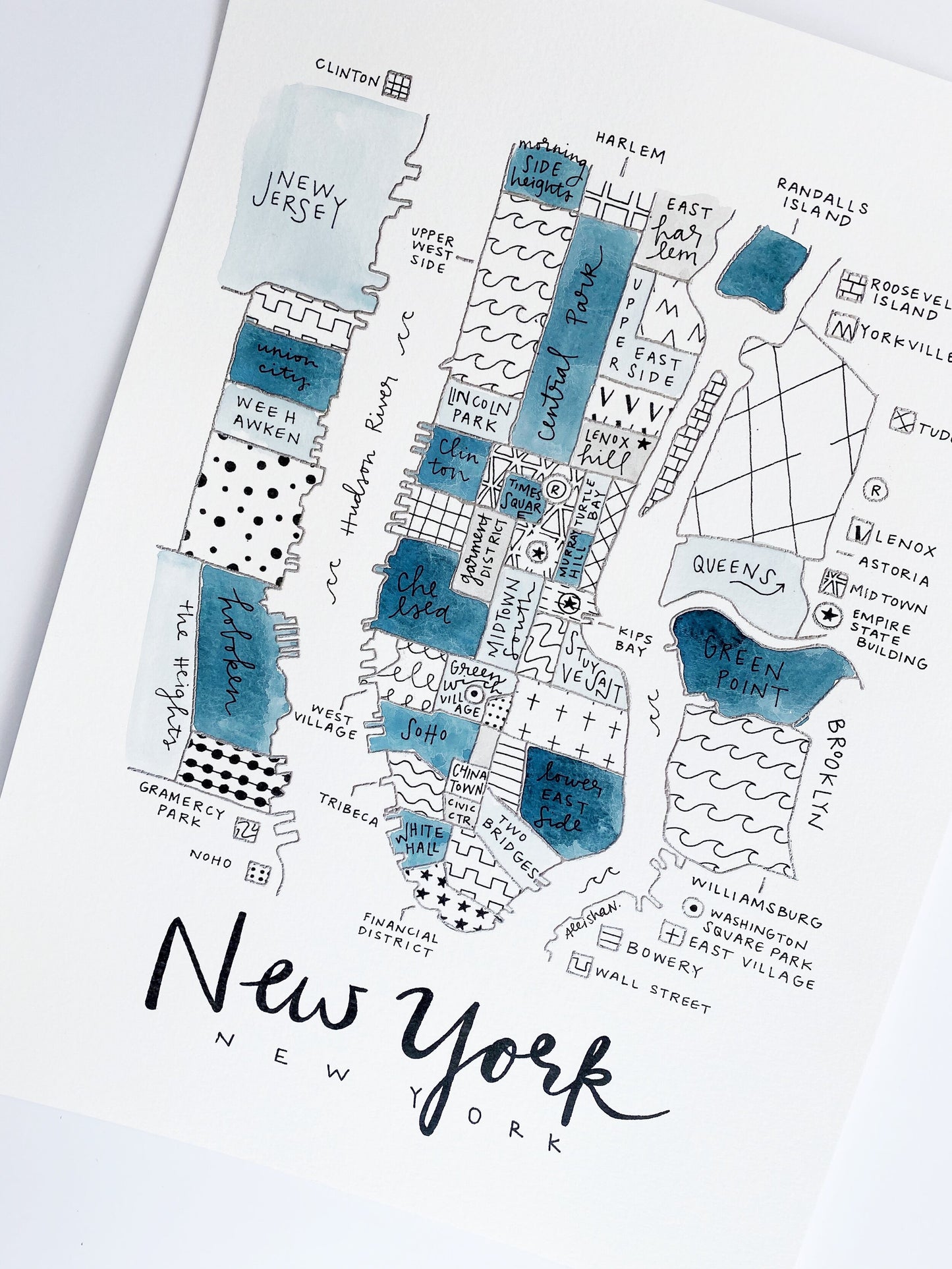 Hand Painted New York City Map