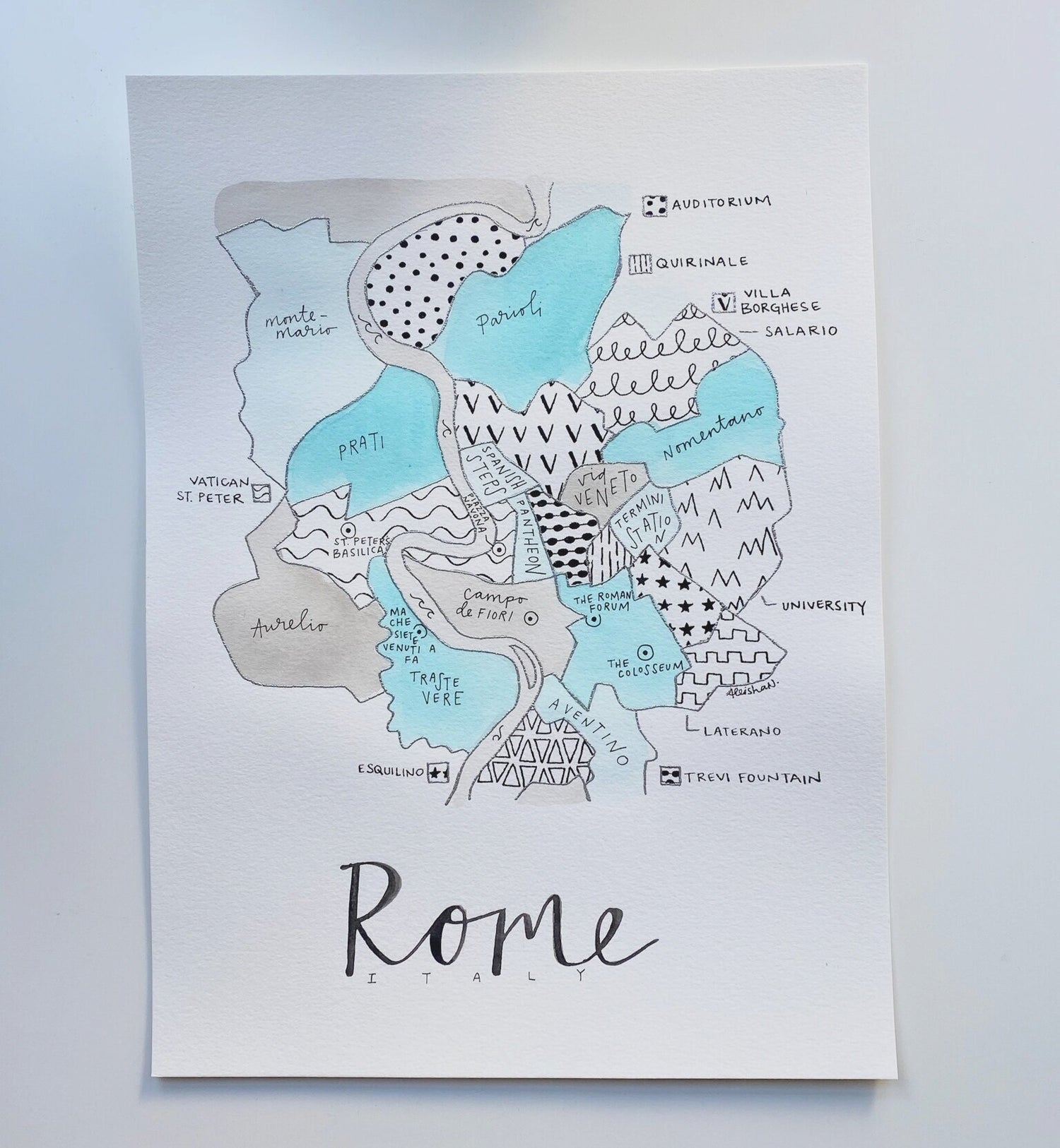 Hand Painted Rome Map – (BY) ALEISHA