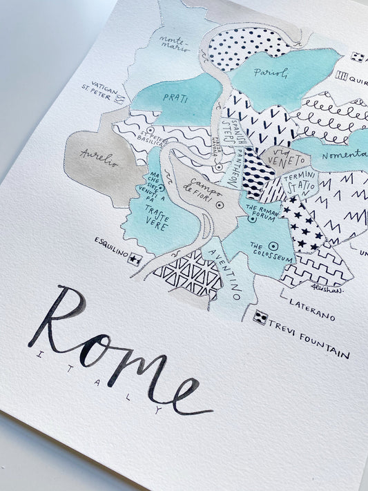 Hand Painted Rome Map