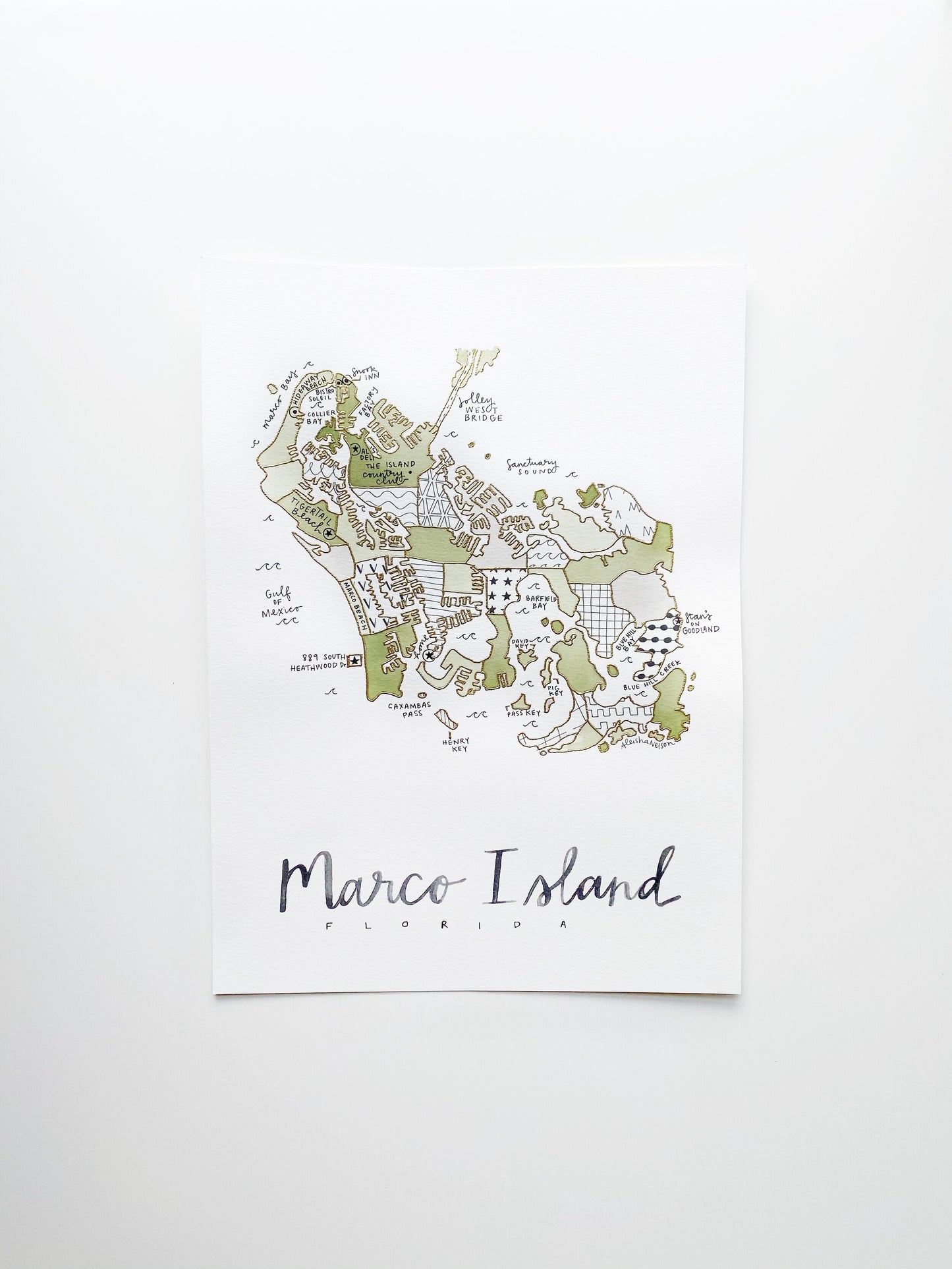 Hand Painted Marco Island, FL Map
