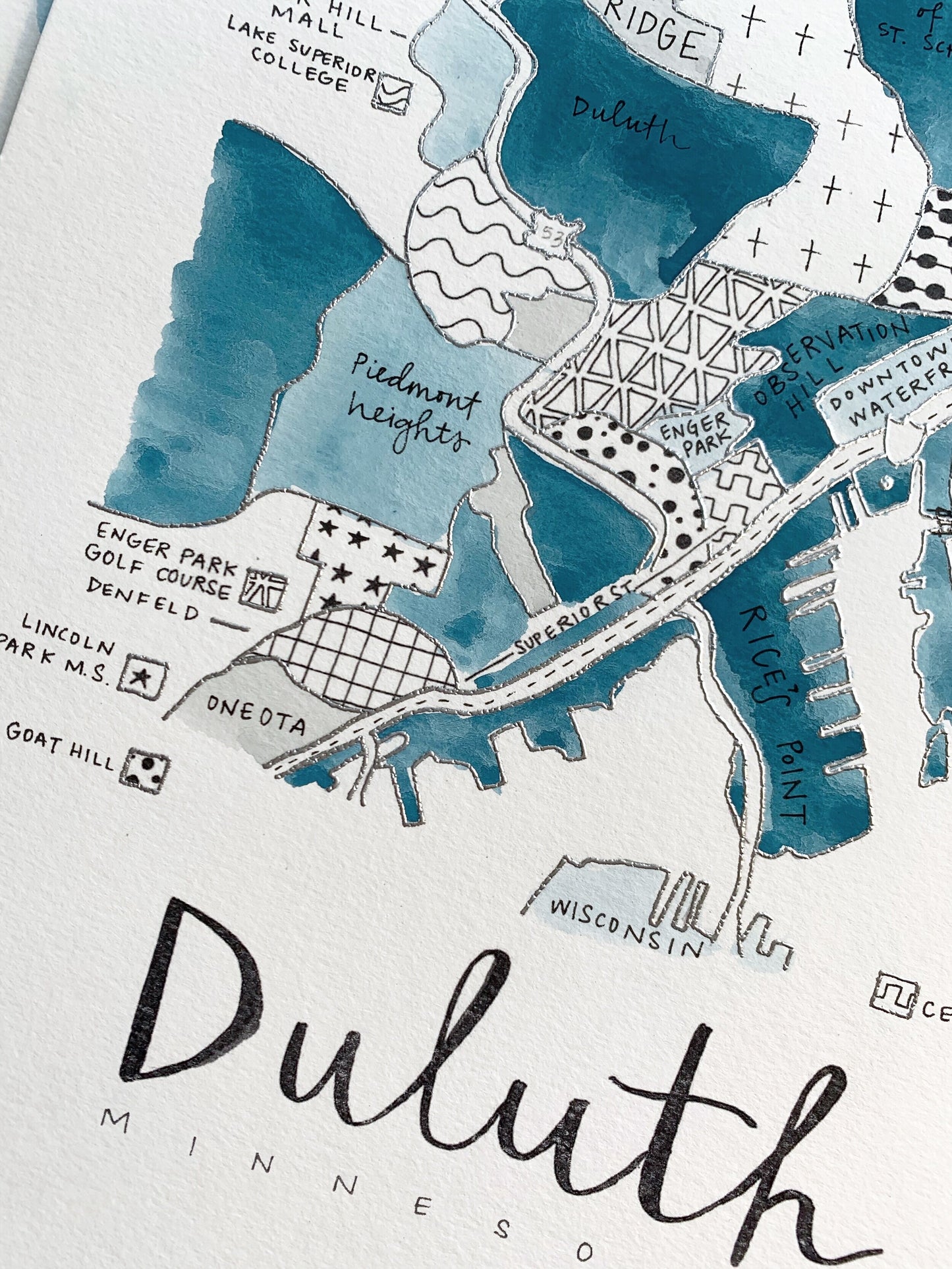 Hand Painted Duluth, MN Map