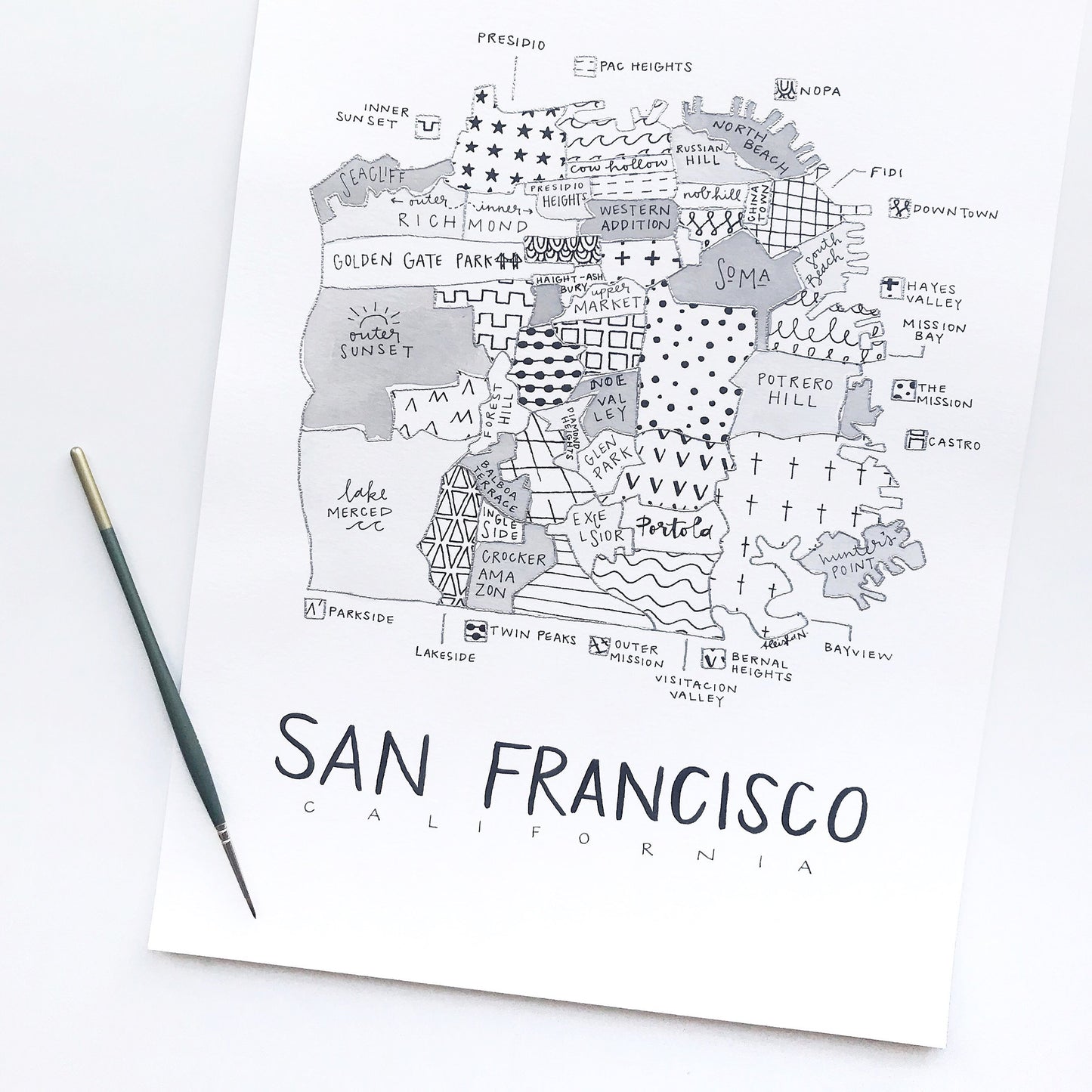 Hand Painted San Francisco Map