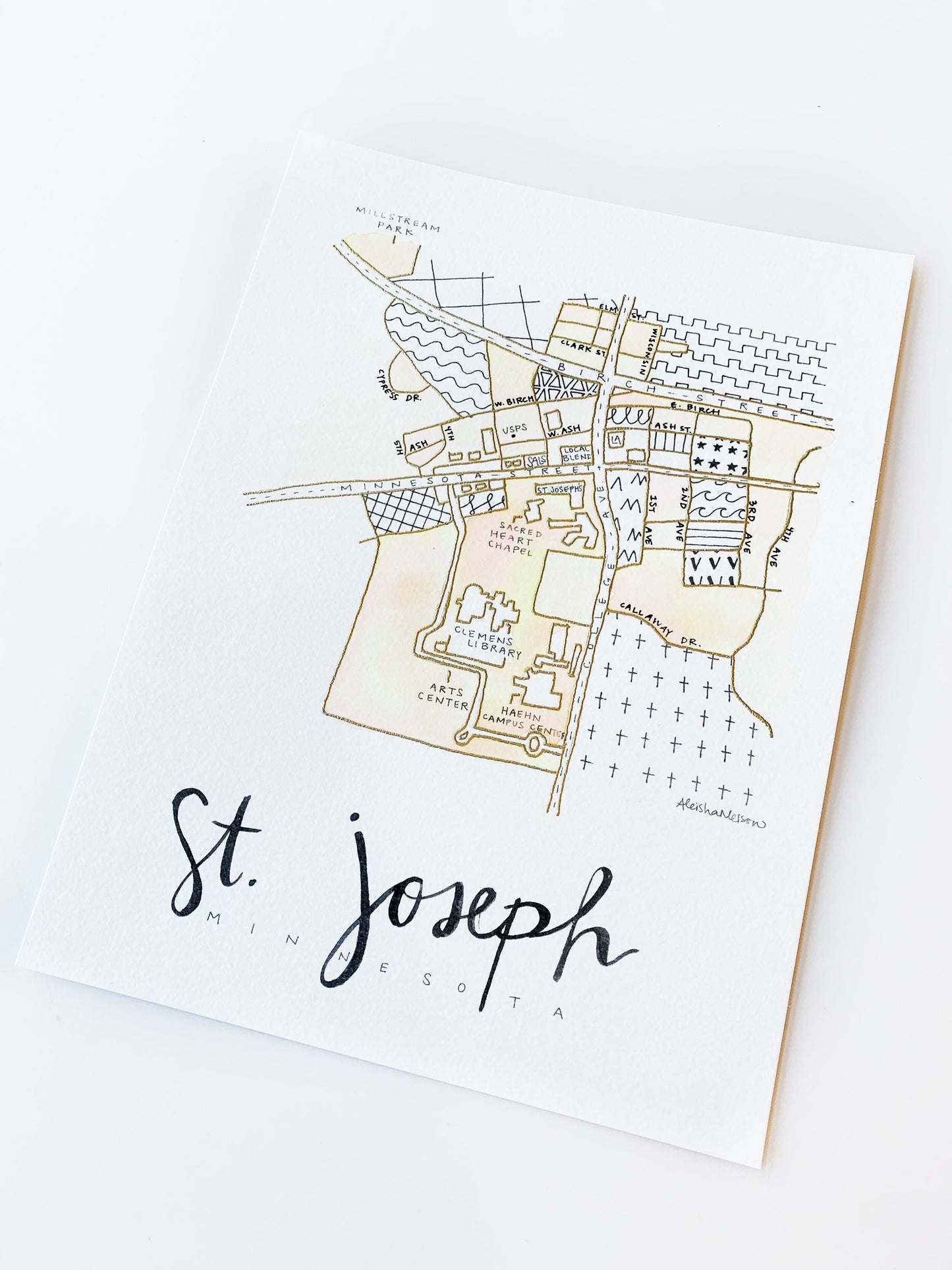 Hand Painted Saint Joseph, MN Map