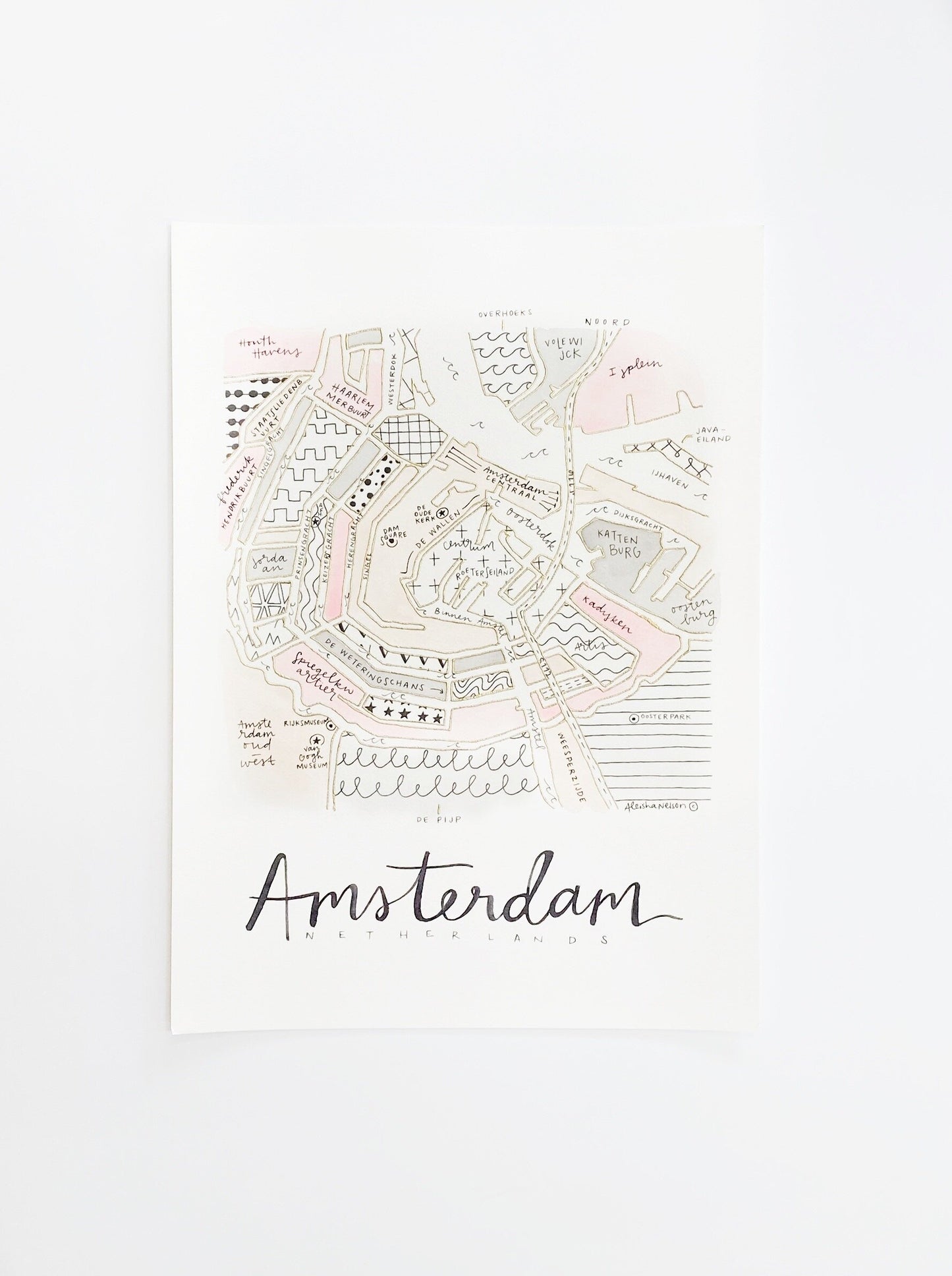 Hand Painted Amsterdam Map