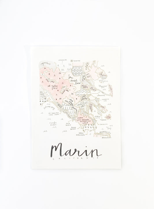 Hand Painted Marin County, CA Map