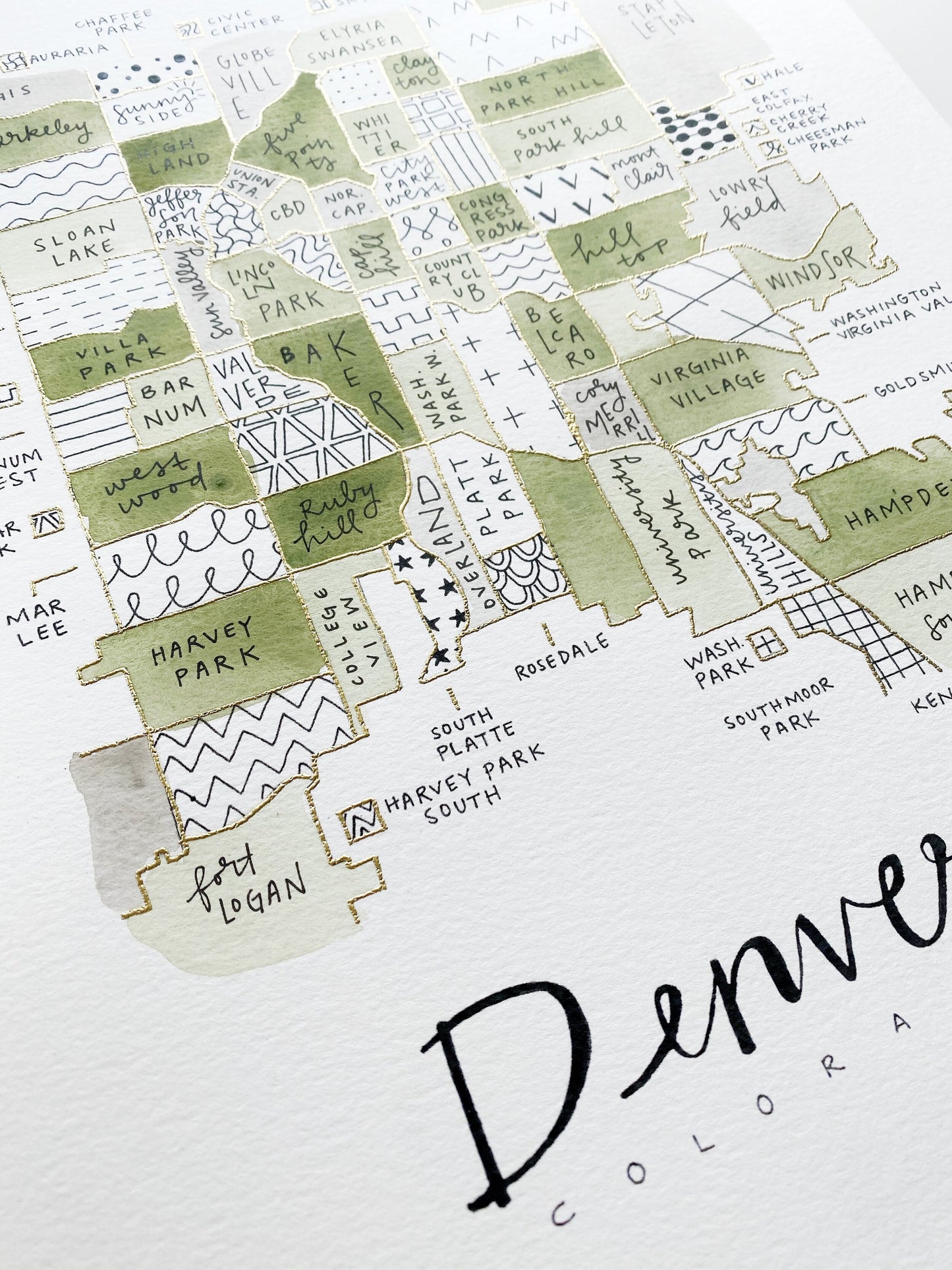 Hand Painted Denver Map