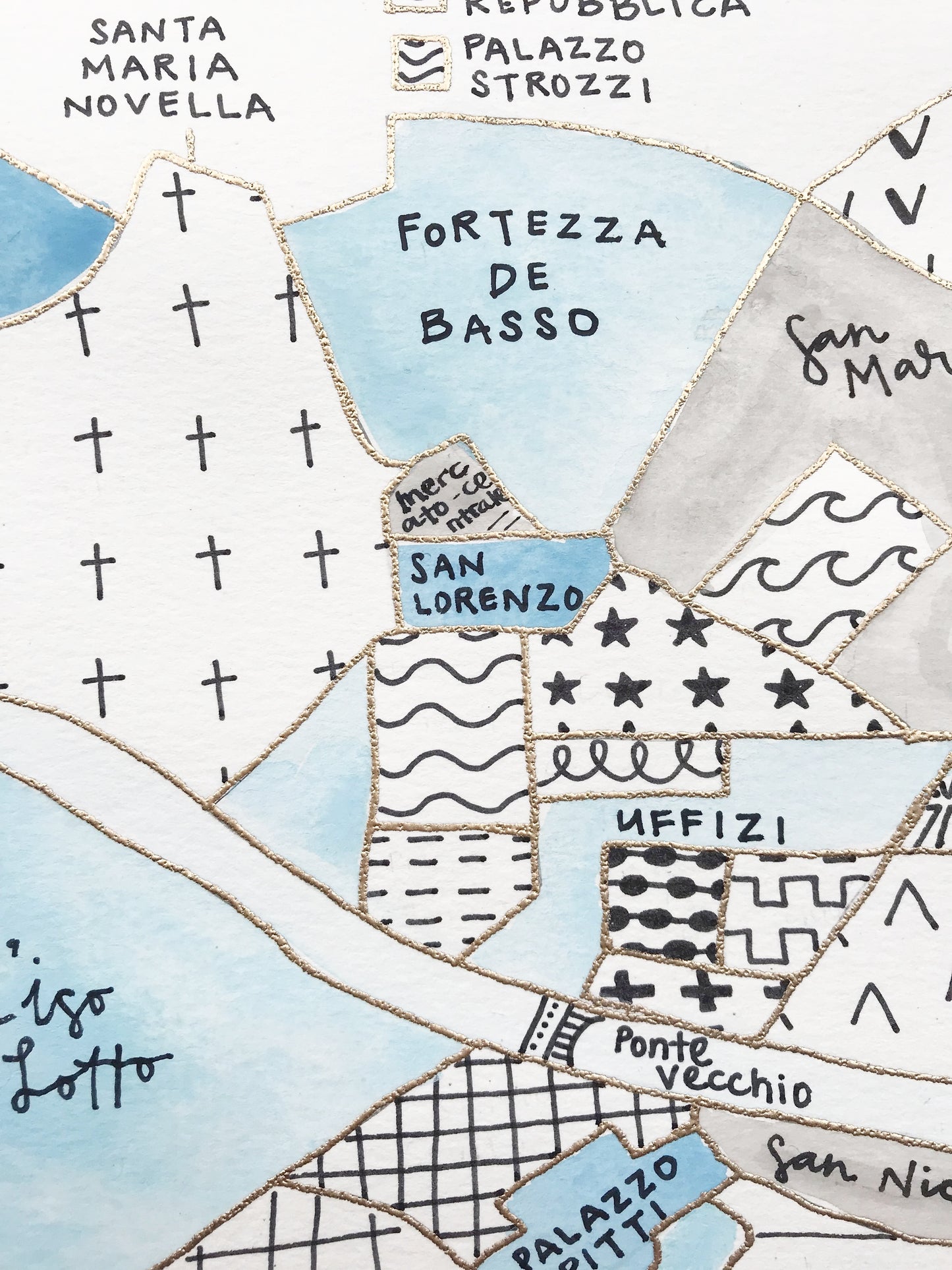 Hand Painted Florence Map