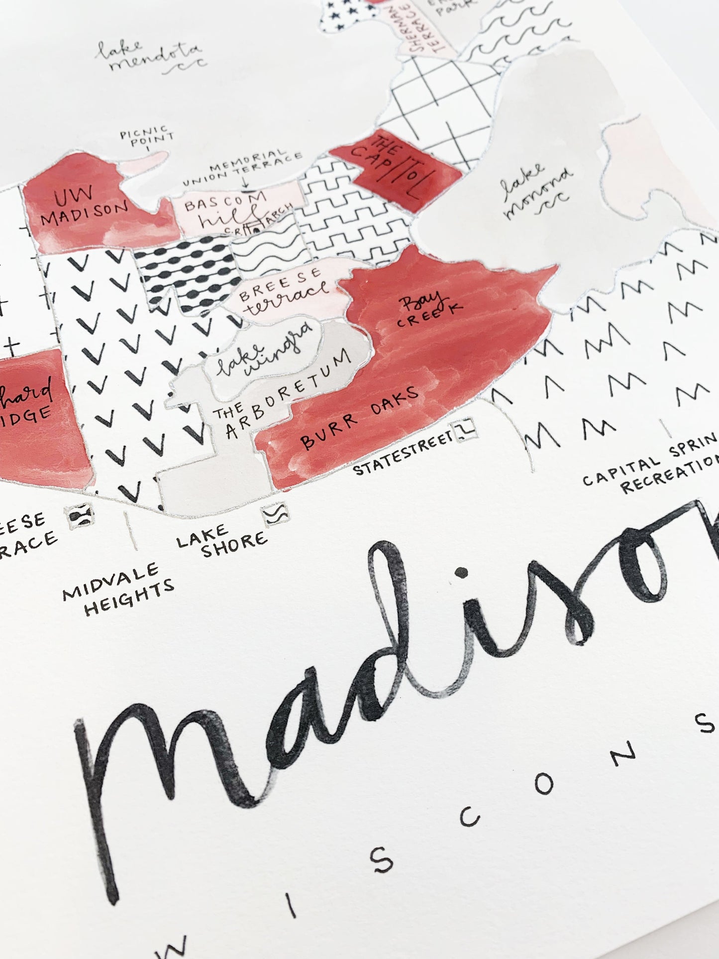 Hand Painted Madison, WI Map