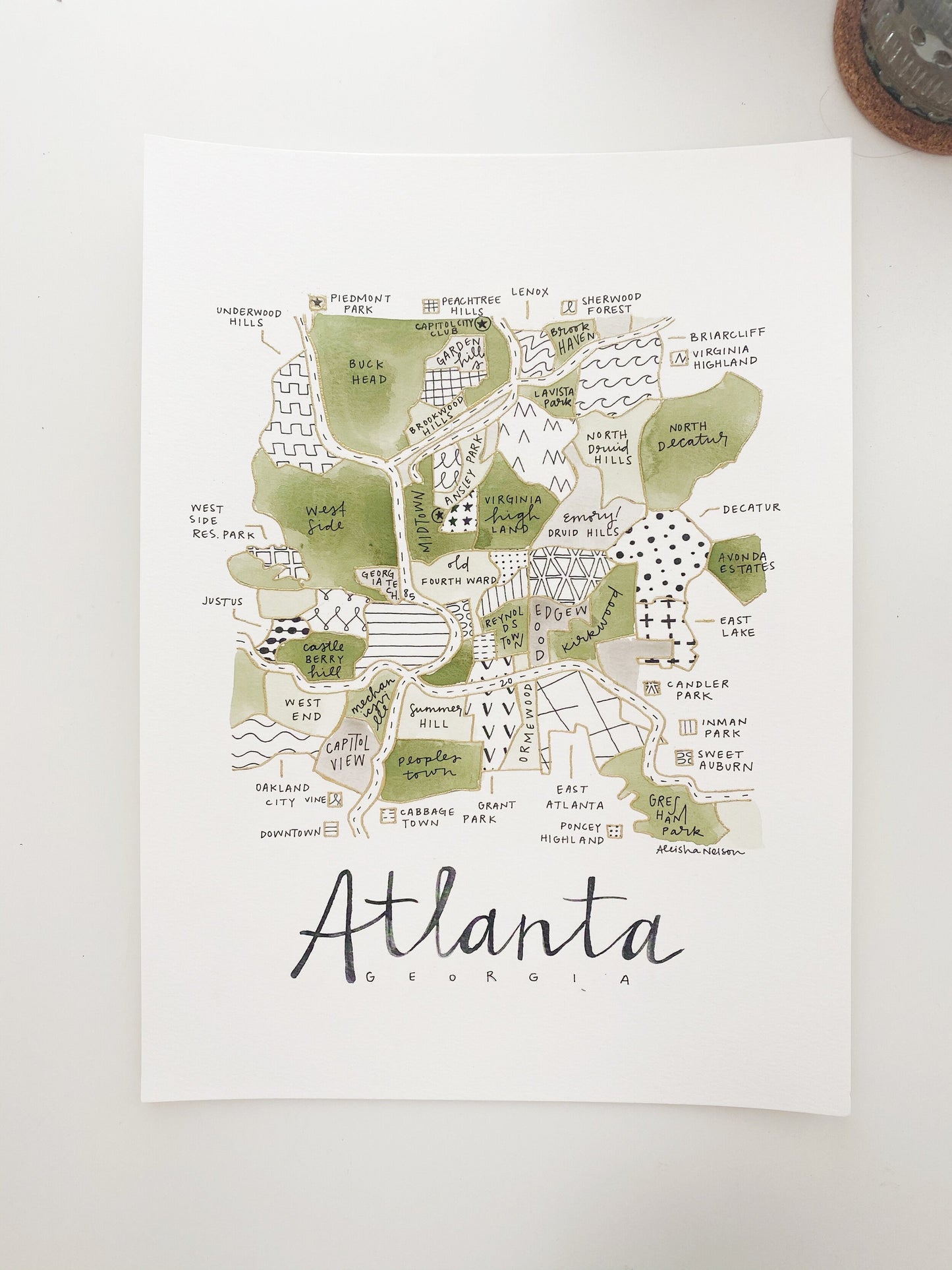 Hand Painted Atlanta Map