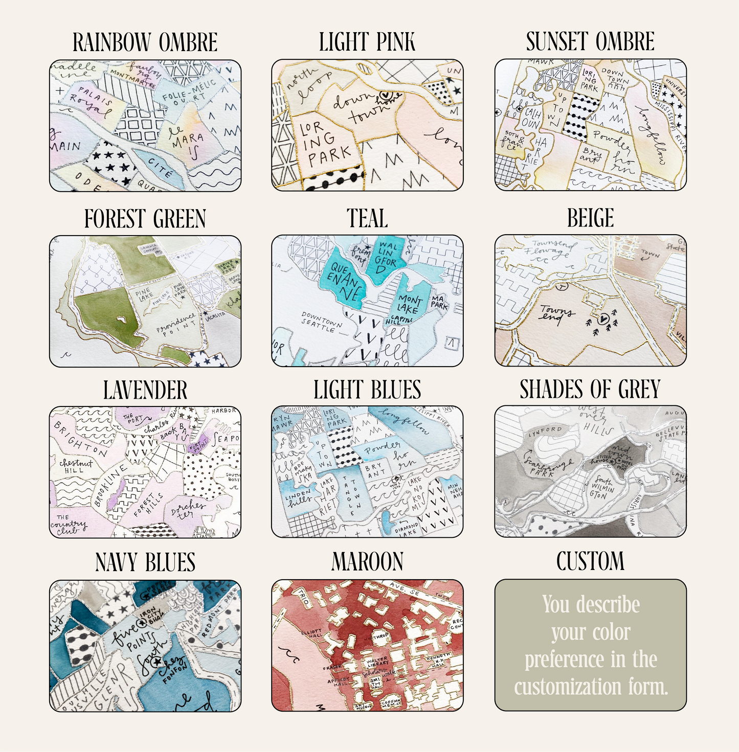 Hand Painted Fordham University Rose Hill Campus Map