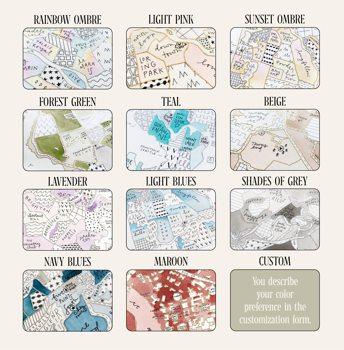 Hand Painted Milan Map