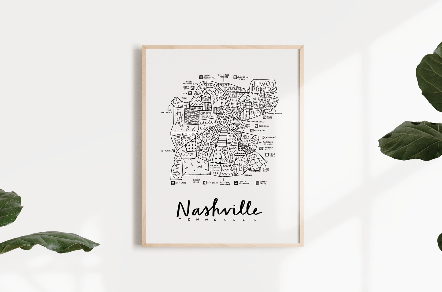 Nashville Neighborhood Map Print