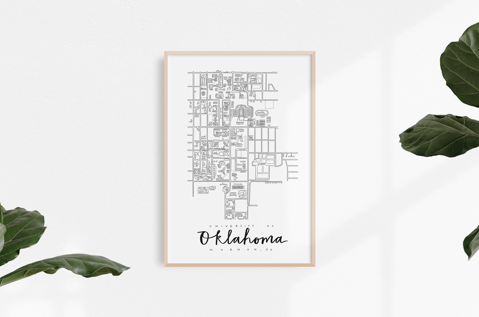 University of Oklahoma Campus Map Print - (BY) ALEISHA