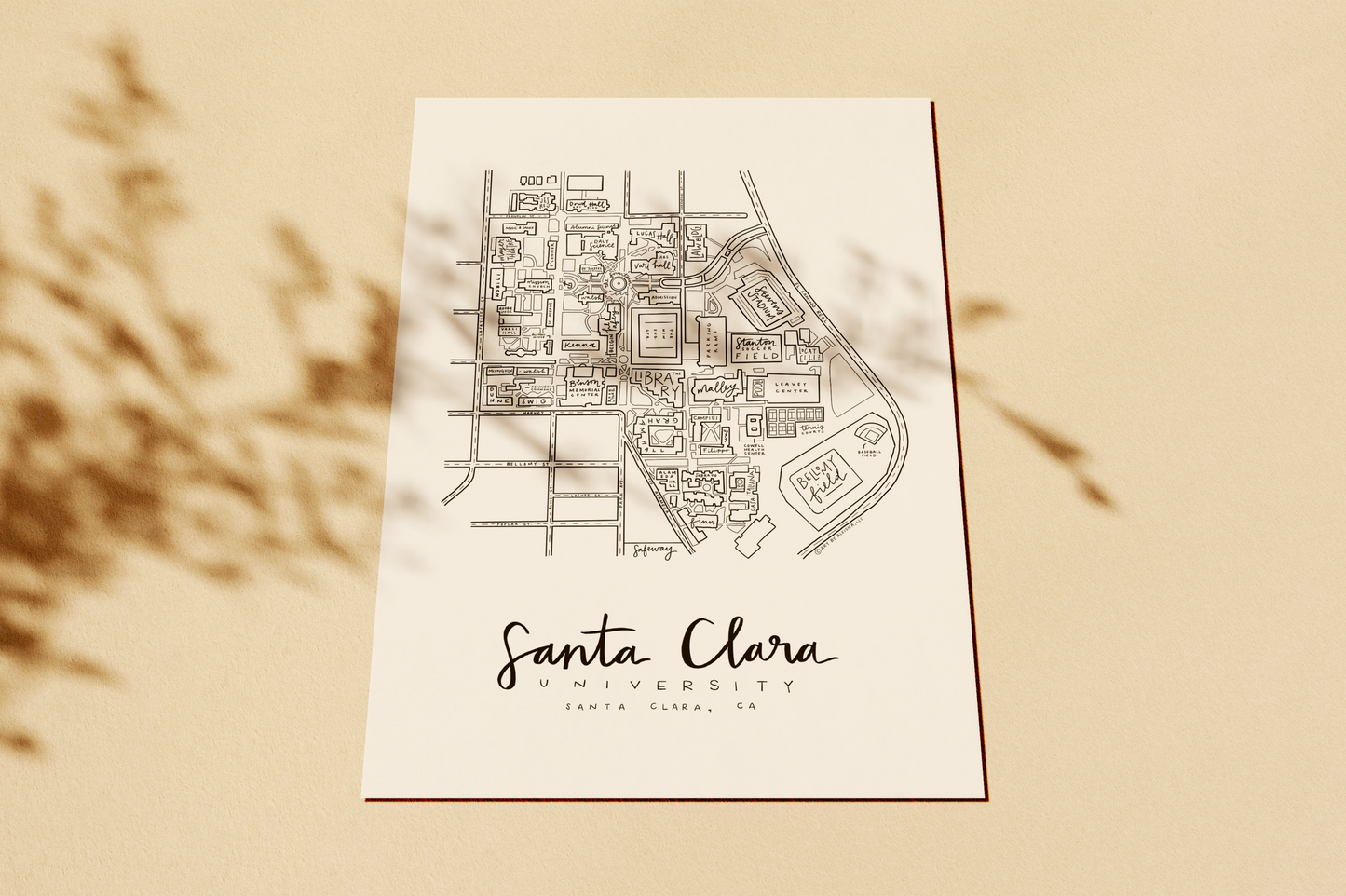 [GREEK GIFTING] Santa Clara University Campus Map Print