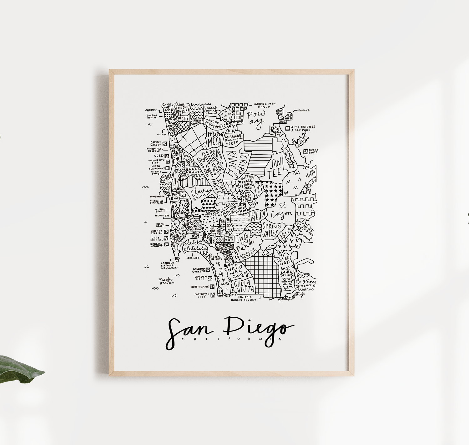 San Diego Map Print BY ALEISHA
