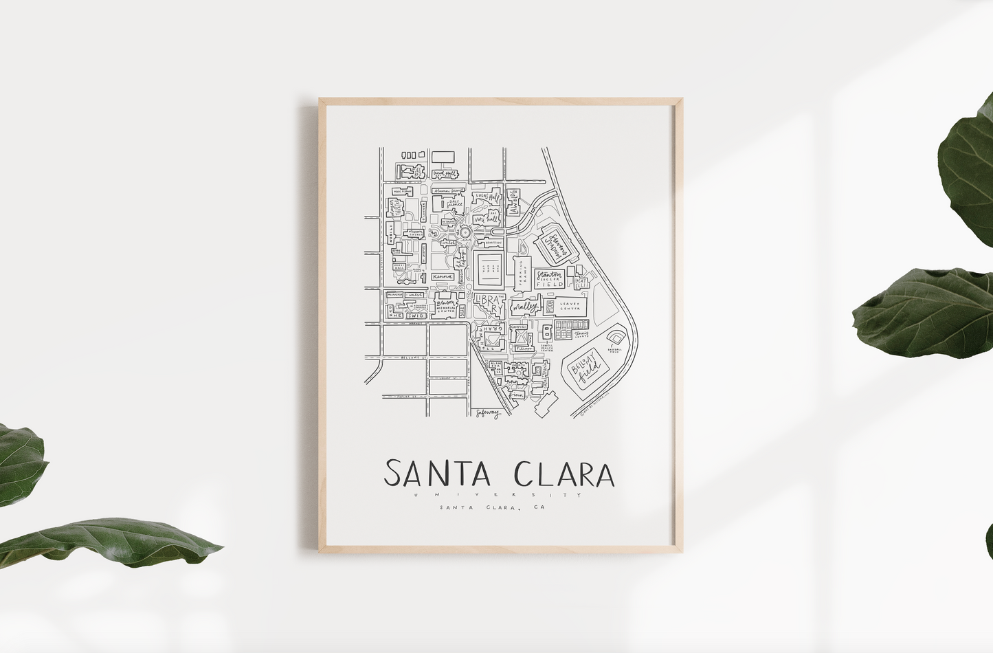 Santa Clara University (Updated 2023) Campus Map Print