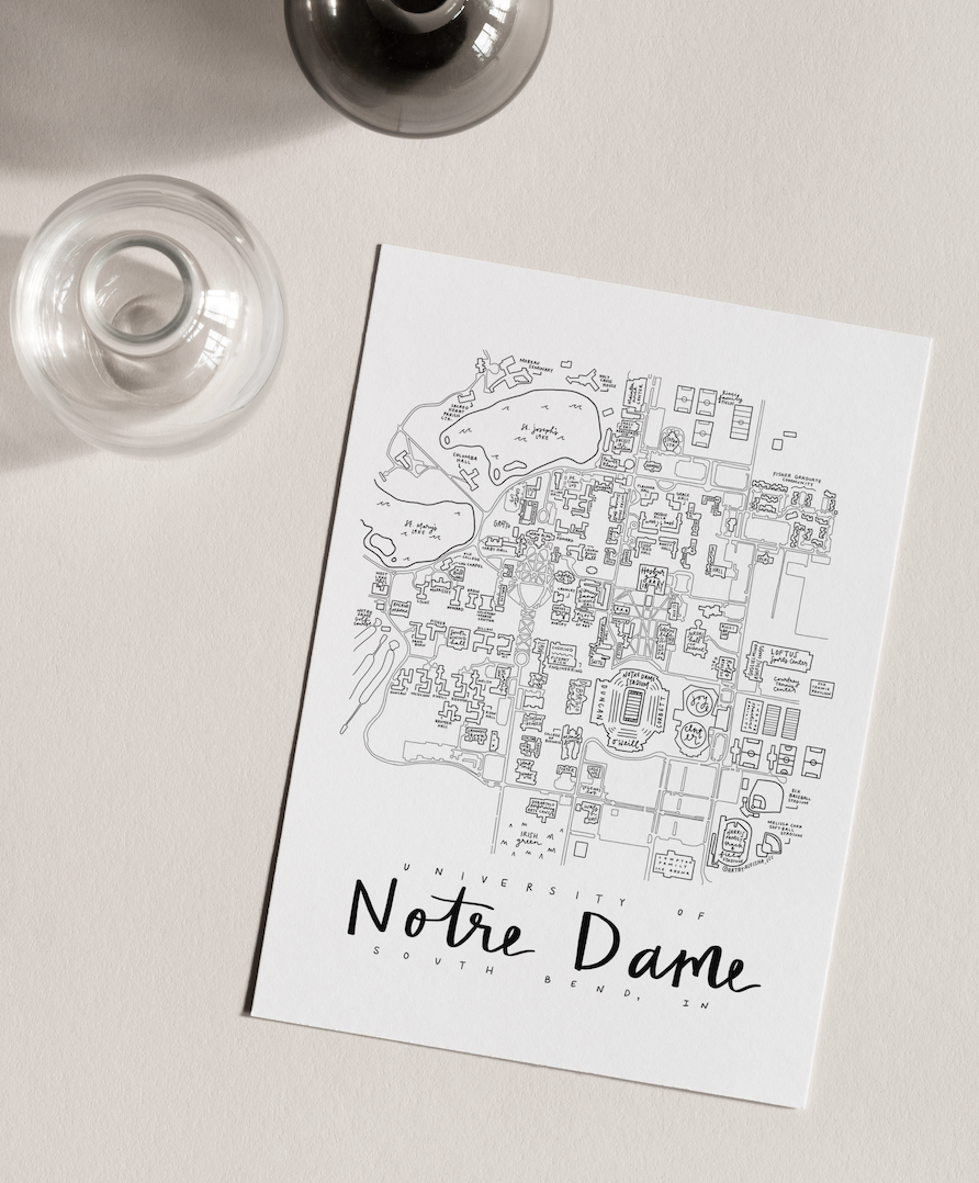 University of Notre Dame Campus Map Print