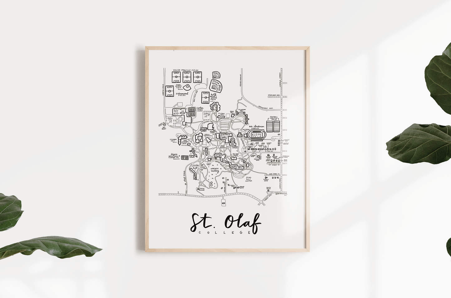 St. Olaf College Campus Map Print