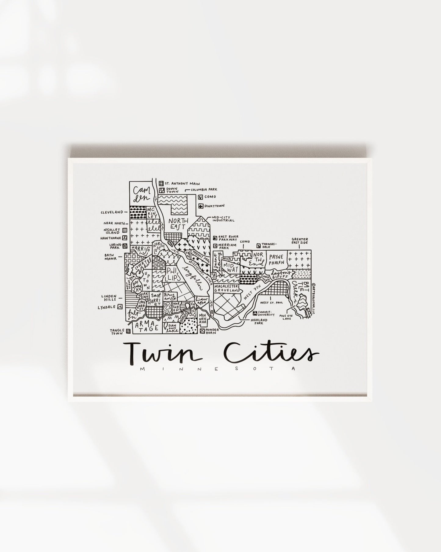 Twin Cities, MN Neighborhood Map Print (Minneapolis + Saint Paul)