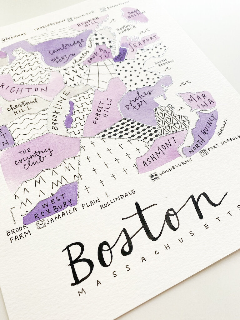 Hand Painted Greater Boston Map