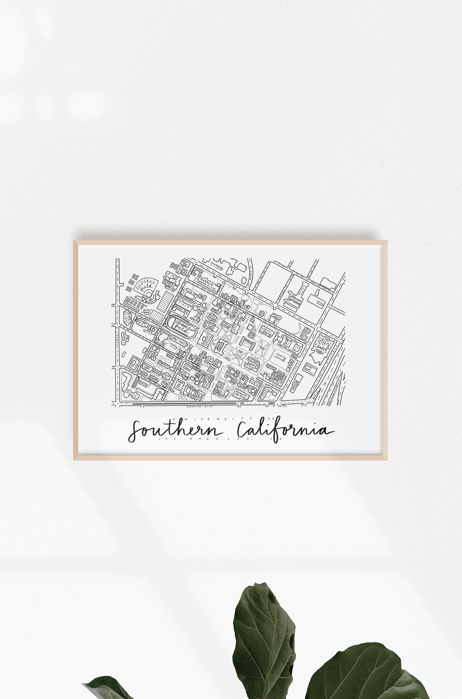 University Southern California (USC) Campus Map Print (BY) ALEISHA