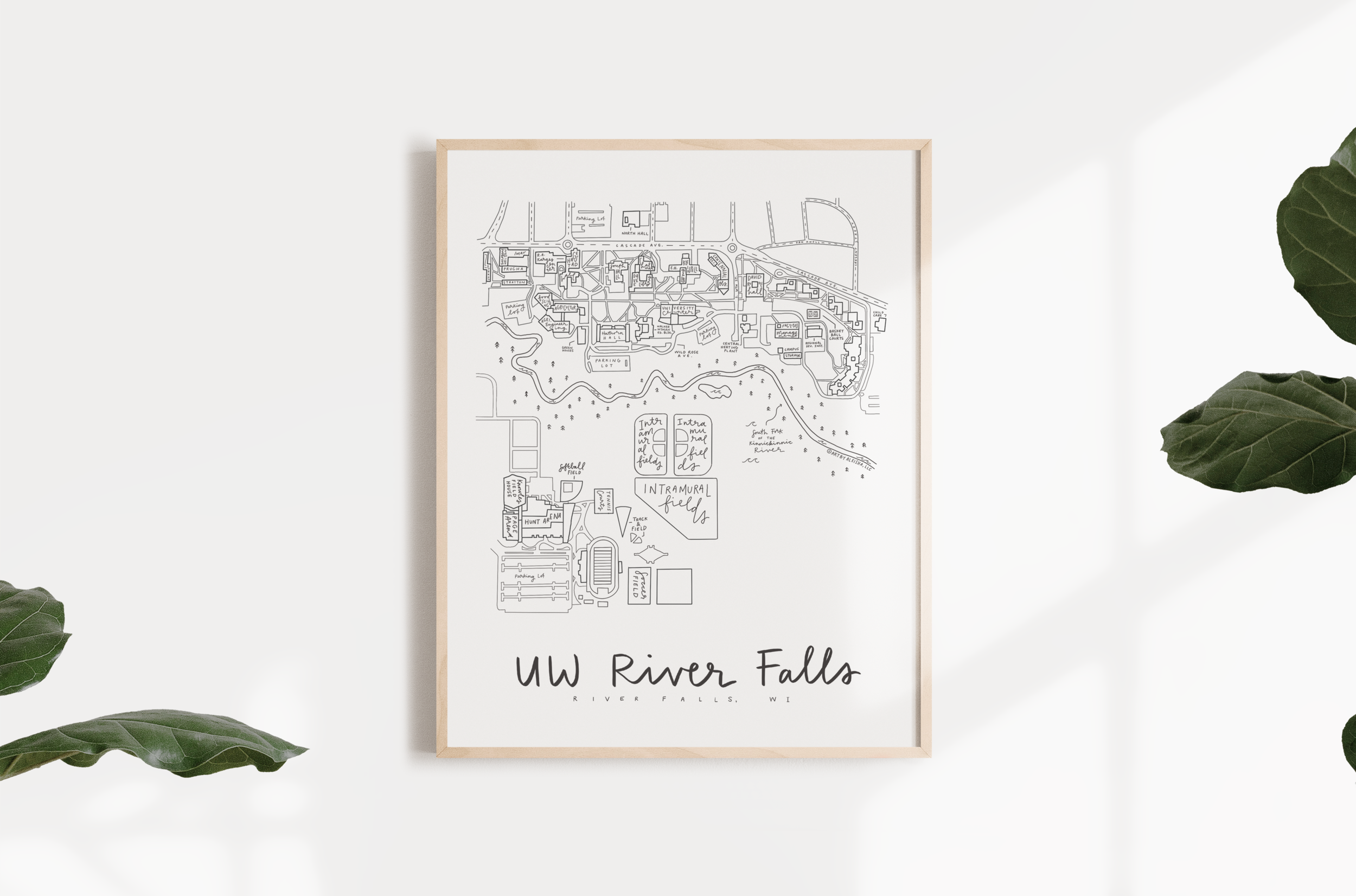 UW River Falls Campus Map Print (BY) ALEISHA