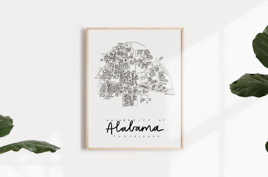 University of Alabama (Tuscaloosa) Campus Map Print