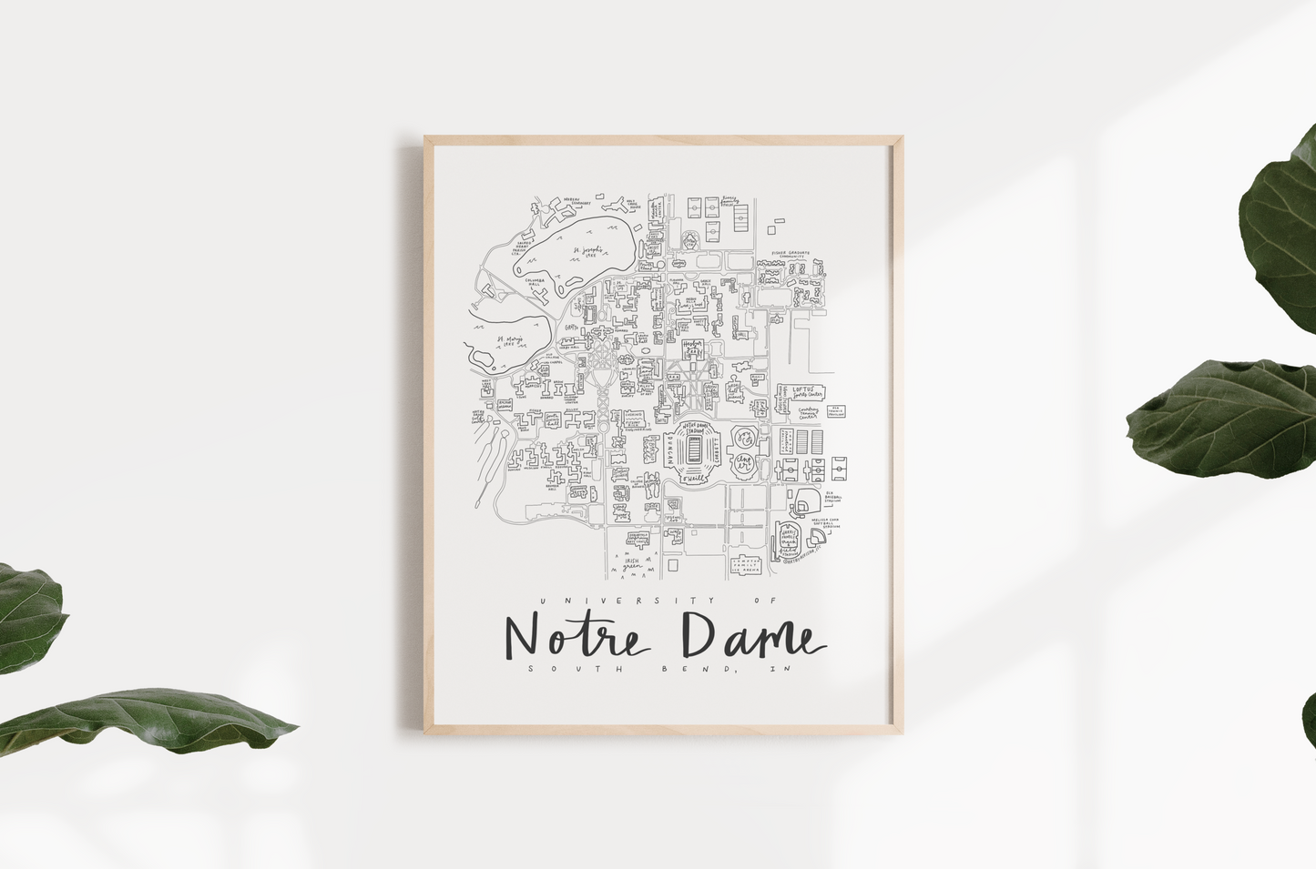 University of Notre Dame Campus Map Print